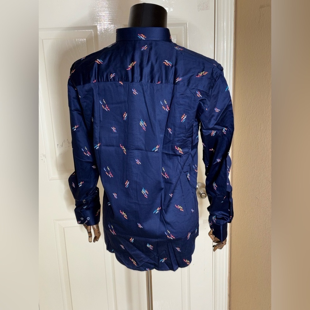 Eight X Modern Classic Button Down Shirt Color Navy Size L - Picture 4 of 10